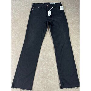 NWT Adriano Goldschmed The Mari High Rise Straight Womens Denim Jeans Black 32R